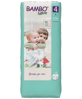 BAMBO Nature 4 (7-14 кг) Детские гипоаллергенные эко-подгузники, 48 шт.
