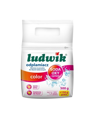 Кислородный порошковый пятновыводитель для цветных тканей, 500г+150г (Ludwik)