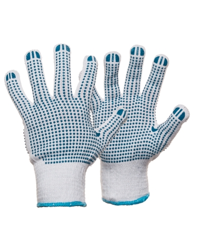Work gloves with dots on...