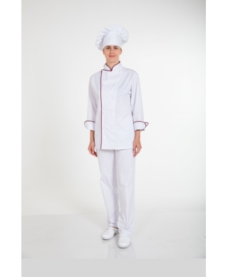 FLORIANA Chef jacket "Classic", white with bordo trim