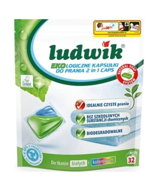 Ekoloģiskas gela kapsulas veļas mazgāšanai 2 in 1 ECO, 32 gab. (Ludwik)