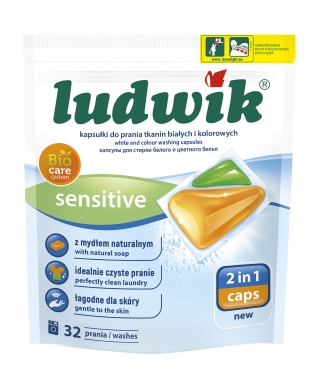 Gel capsules for laundry 2 in 1 SENSITIVE, 32 pcs. (Ludwik)