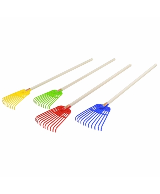 Children's leaf rake with a wooden handle