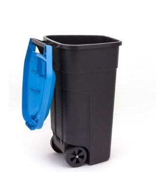 Контейнер для мусора с колесами 110л черный/синий