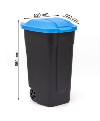 Waste bin with wheels 110L black/blue