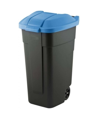 Atkritumu tvertne ar riteņiem 110L melna/zila
