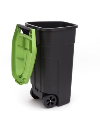 Контейнер для мусора с колесами 110л черный/зеленый