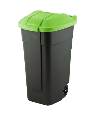 Контейнер для мусора с колесами 110л черный/зеленый