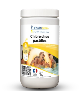 HYDRACHIM shock chlorination agent for pools Puris-2010 Chlore Choc pastille, 1 kg (France)