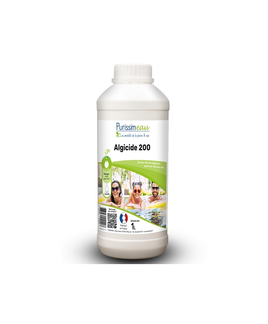 Peldbaseinu tīrīšanas līdzeklis "Puris-0041 Algicide 200", 1 litrs (Hydrachim)