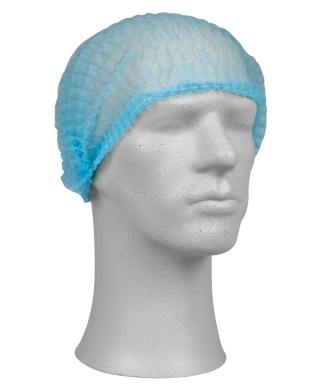 Одноразовые гофрированные шапочки, 100 шт. синие
