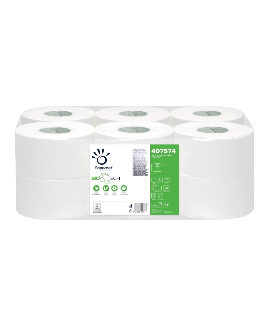 Innovative toilet paper "Papernet Mini Jumbo Bio Tech", 2 plies, 140m, art. 407574