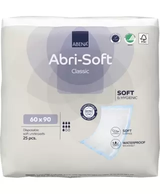 ABENA Абсорбирующие одноразовые пеленки Abri-soft Classic, 60x90см, 25 шт. (Дания)