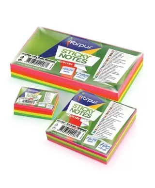 Sticky Notes FORPUS, 75x75 mm, 100 sheets, 4 neon colors