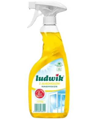 Средство для мытья стекол и глазури с алкоголем "Лимон", 600 мл (Ludwik)