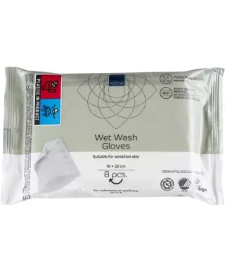 ABENA Пропитанные перчатки для обмывания Wet Wash gloves art.540051, 8 шт. (Дания)