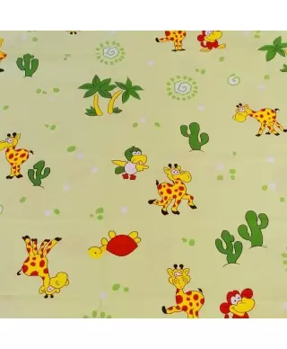 Bedding set for children (calico) Žirafes Green