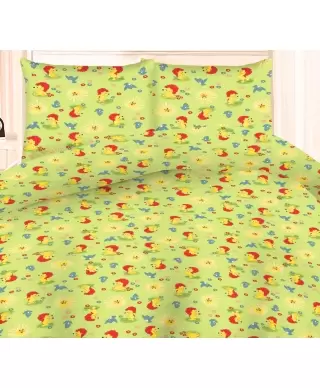 Bērnu gultas veļas komplekts (bjazs) Ezīši Green