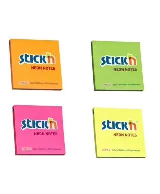 Sticky Notes StickN, 76x76 mm, 100 sheets, 4 neon colors