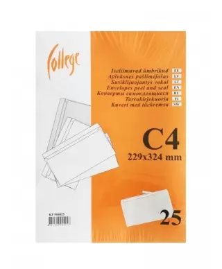 Self-adhesive envelopes COLLEGE C4, 229x324 mm, 25 pcs.
