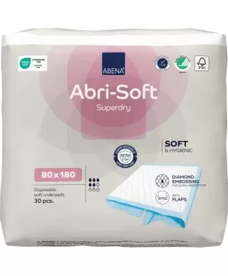ABENA Disposable pads with tuck in flaps, Abri-soft Superdry, 180x80cm, 30 pcs., (Denmark)