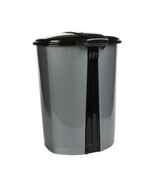 Atkritumu tvertne ar pedāli 50L, pelēka/melna