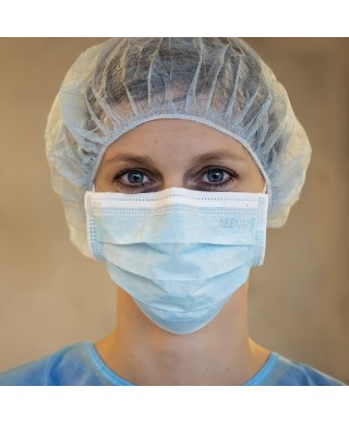 ABENA Одноразовая хирургическая защитная маска на резинках, 3-слойная, Тип IIR