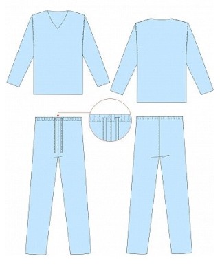 Vienreizlietojams ķirurģiskais apģērbs, bikses ar šņorēm, zils, S - 3XL vienreizējs
